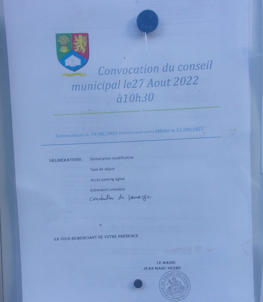 Convocation — CM du 27 août 2022